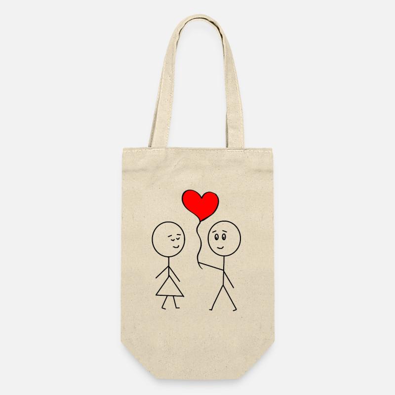 Valentinstag - Geschenkbeutel für Flaschen - Natur