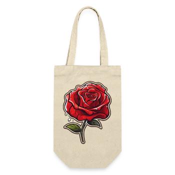 Rote Rose Tattoo-Stil Motiv - Geschenkbeutel für Flaschen - Natur - Vorne