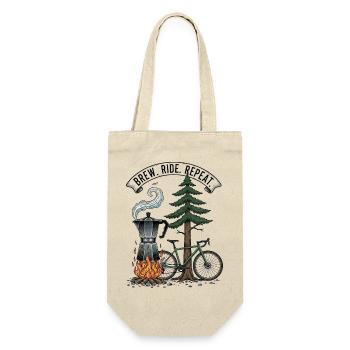 Gravure sur bois de moto Moka Brew Ride Repeat - Sac à bouteille - nature - Devant