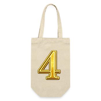 Goldene Vier Ziffer – Luxus Typografie - Geschenkbeutel für Flaschen - Natur - Vorne