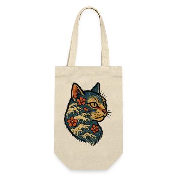 Chat Japonais Kanagawa Vagues Sakura - Sac à bouteille - nature - Devant
