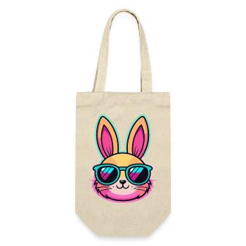 Neonhase mit bunter Brille - Geschenkbeutel für Flaschen - Natur - Vorne
