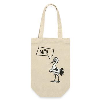 NÖ! Storch – Sturheit mit Federn Design - Geschenkbeutel für Flaschen - Natur - Vorne