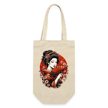 Geishas avec éventail et cerisiers en fleurs - Sac à bouteille - nature - Devant
