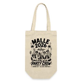 MALLE 2026 Party Crew 24/7 All Day, Every Day - Geschenkbeutel für Flaschen - Natur - Vorne