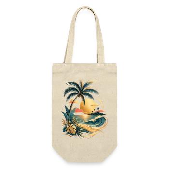 Premium Urlaub Palmen Sonne Welle Strand Shirt - Geschenkbeutel für Flaschen - Natur - Vorne