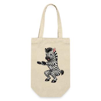 Zebra macht Kniebeuge - Geschenkbeutel für Flaschen - Natur - Vorne
