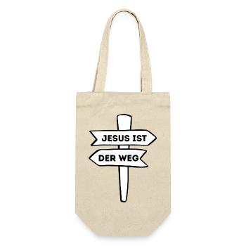 Jesus ist der Weg – Christliches Design - Geschenkbeutel für Flaschen - Natur - Vorne