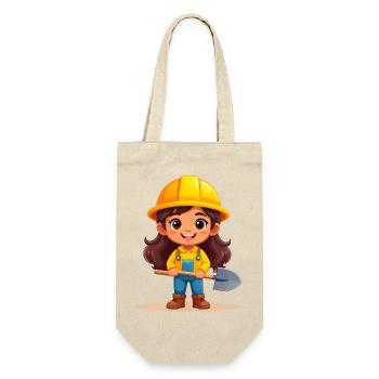 Comic Girl avec Casque et Pelle – Artisan - Sac à bouteille - nature - Devant