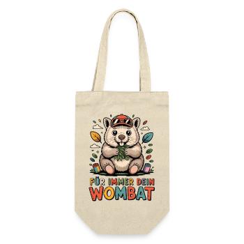 Wombat mit Blättern – Für Immer Dein - Geschenkbeutel für Flaschen - Natur - Vorne