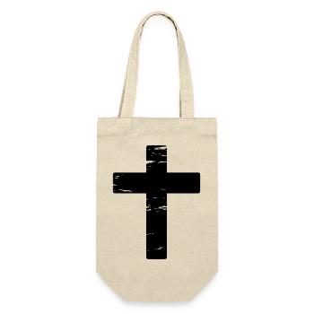 Kreuz used look - Geschenkbeutel für Flaschen - Natur - Vorne