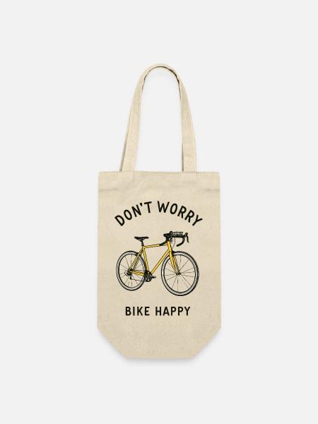 Bike happy - Geschenkbeutel für Flaschen - Natur