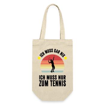 Aufschlag im Retro Look: Ich muss nur zum Tennis - Geschenkbeutel für Flaschen - Natur - Vorne