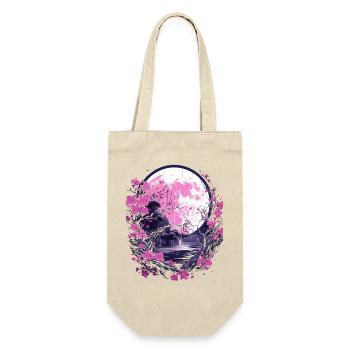 japanese cherry blossom Kirschblüten & Mond Japan - Geschenkbeutel für Flaschen - Natur - Vorne