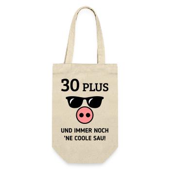 30 Plus Und Immer Noch ’Ne Coole Sau! (Geburtstag) - Geschenkbeutel für Flaschen - Natur - Vorne
