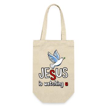 Jesus is watching u - Geschenkbeutel für Flaschen - Natur - Vorne