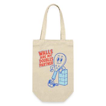 Padel – Walls Are My Doubles Partner - Geschenkbeutel für Flaschen - Natur - Vorne