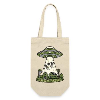 UFO Entführung Kuh Bauernhof Retro Sci-Fi Shirt - Geschenkbeutel für Flaschen - Natur - Vorne