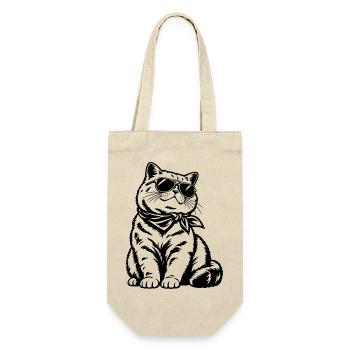 American Shorthair Katze – Cooler Biker Style - Geschenkbeutel für Flaschen - Natur - Vorne