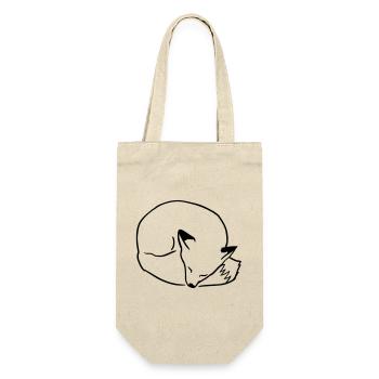 Fuchs schlafend: Niedlich, Kawaii & Comic Stil - Geschenkbeutel für Flaschen - Natur - Vorne