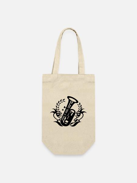 Tuba Blasinstrument für Blaskapelle - Geschenkbeutel für Flaschen - Natur