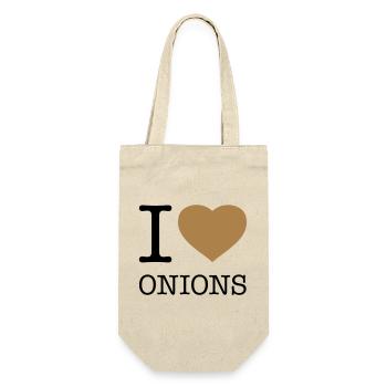 I LOVE ONIONS Zwiebeln - Geschenkbeutel für Flaschen - Natur - Vorne