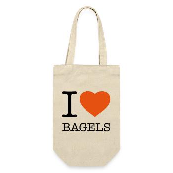 I LOVE BAGELS Bagel - Geschenkbeutel für Flaschen - Natur - Vorne