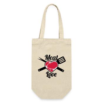 Meat Love - Geschenkbeutel für Flaschen - Natur - Vorne