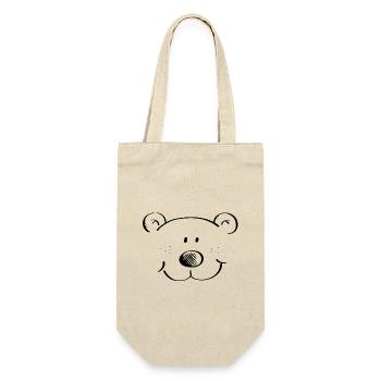 Bärchen Kopf - Bär - Bären - Teddybär - Grizzly - Geschenkbeutel für Flaschen - Natur - Vorne