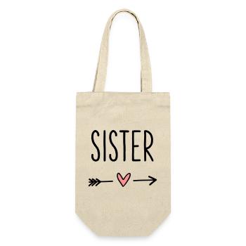 Sister Heart Arrow Dear Friend Gift - Gift Bag for Bottles - nature - Front