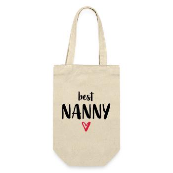 best Nanny I Herz Geschenk Kindergarten Kita - Geschenkbeutel für Flaschen - Natur - Vorne