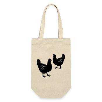 Hühner - Geschenkbeutel für Flaschen - Natur - Vorne