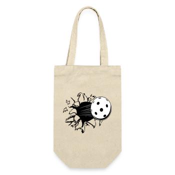 Floorball , Unihockey , Hockey , Loch  - Geschenkbeutel für Flaschen - Natur - Vorne