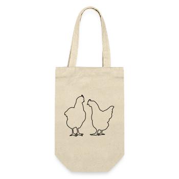 Hühner Hennen Huhn Federvieh Geflügel - Geschenkbeutel für Flaschen - Natur - Vorne