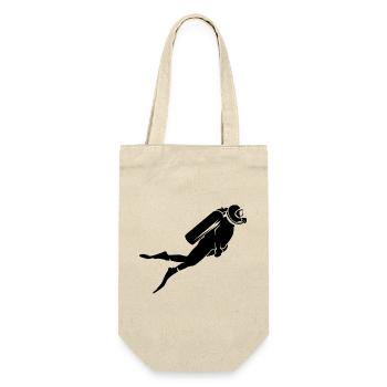 Taucher Meer Unterwasser Symbol Logo Illustration - Geschenkbeutel für Flaschen - Natur - Vorne