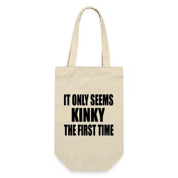Es fühlt sich nur zum ersten Mal kinky an, fühlt sich kinky an # - Geschenkbeutel für Flaschen - Natur - Vorne
