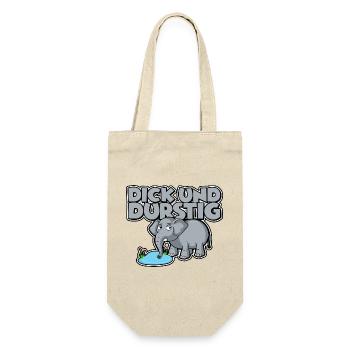 Dick und durstig - Geschenkbeutel für Flaschen - Natur - Vorne