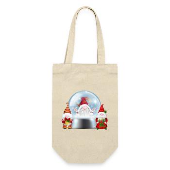 Schneekugel Santa Gnomes Jubel - Geschenkbeutel für Flaschen - Natur - Vorne