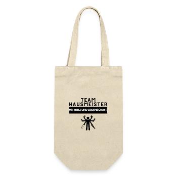 Team Hausmeister mit Herz und Leidenschaft - Geschenkbeutel für Flaschen - Natur - Vorne