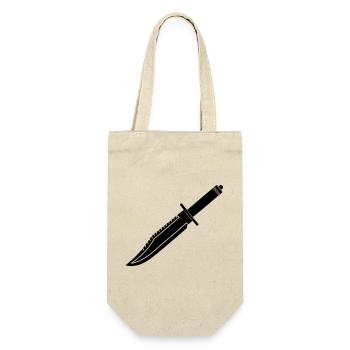 Rambo Messer lang - Geschenkbeutel für Flaschen - Natur - Vorne