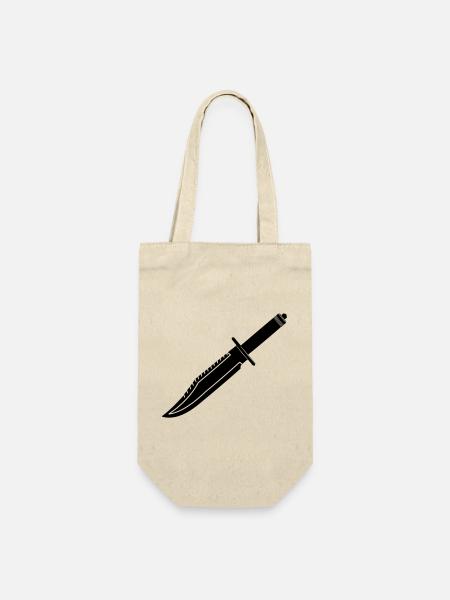 Rambo Messer lang - Geschenkbeutel für Flaschen - Natur