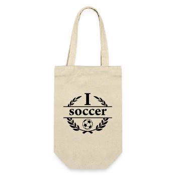 Ich spiele Fußball mit dem Text 'SOCCER' - Geschenkbeutel für Flaschen - Natur - Vorne
