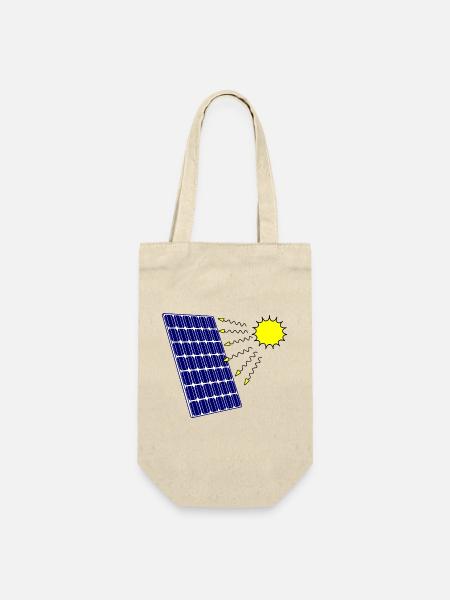 Solarpanel mit Sonneneinstrahlung und Sonne - Geschenkbeutel für Flaschen - Natur