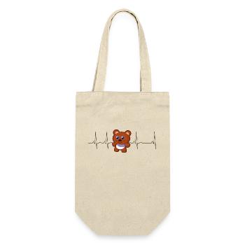 Teddybär Herzschlag - Geschenkbeutel für Flaschen - Natur - Vorne