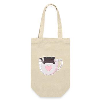 Katzen Kafee - Geschenkbeutel für Flaschen - Natur - Vorne