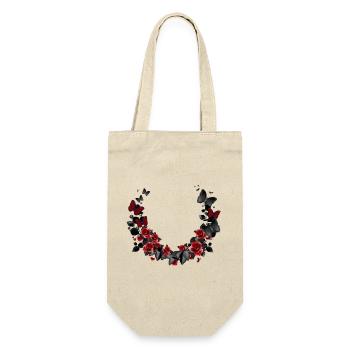beautiful wreath of roses and butterflies - Gift Bag for Bottles - nature - Front