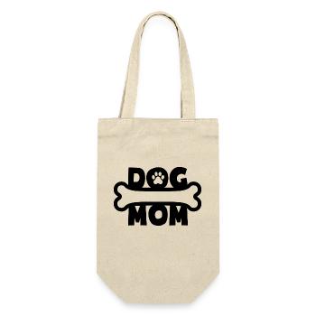 Dog Mom - Hundehalter - Hunde Besitzer - Geschenkbeutel für Flaschen - Natur - Vorne