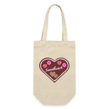 Jahrmarkt-Liebe -Sweetheart - Geschenkbeutel für Flaschen - Natur - Vorne