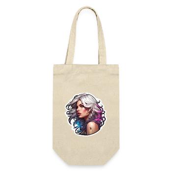 Rocker Girl / Punkrock / Frau / bunte Haare / cool - Geschenkbeutel für Flaschen - Natur - Vorne
