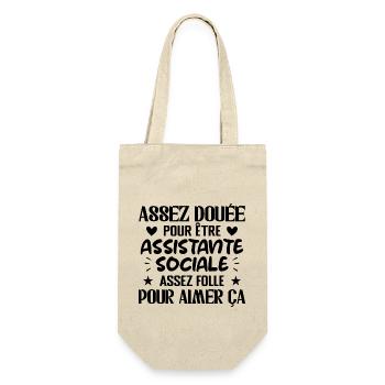 Assistante Sociale Humour Métier Idée Cadeau Femme - Sac à bouteille - nature - Devant